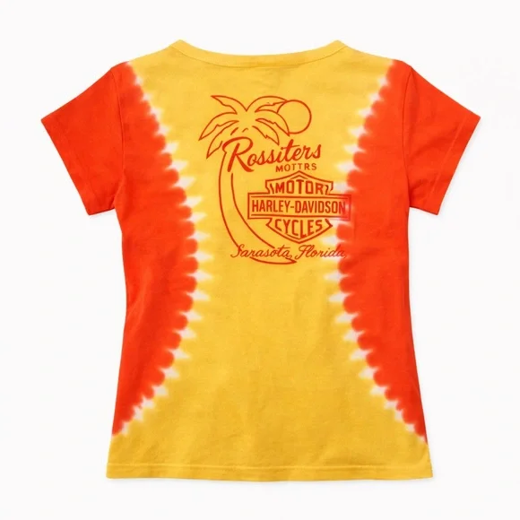 Harley-Davidson Tie Dye Graphic Tee 2004 Rossiter’s Sarasota Florida Women’s S/M - Picture 2 of 11